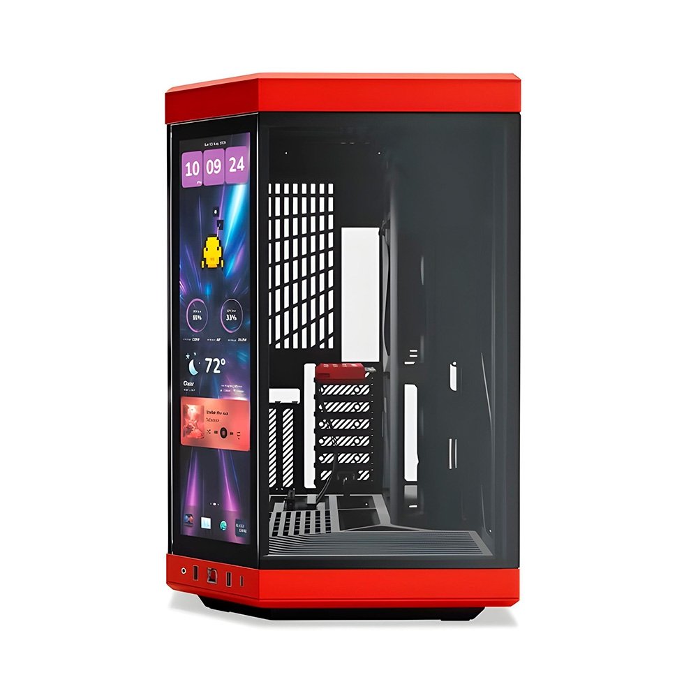 Imagem 3 de 6 do produto Gabinete Gamer HYTE Y70 Touch Infinite, Mid Tower, EATX, Tela LCD 14.5", Black Cherry - CS-HYTE-Y70TI-RB