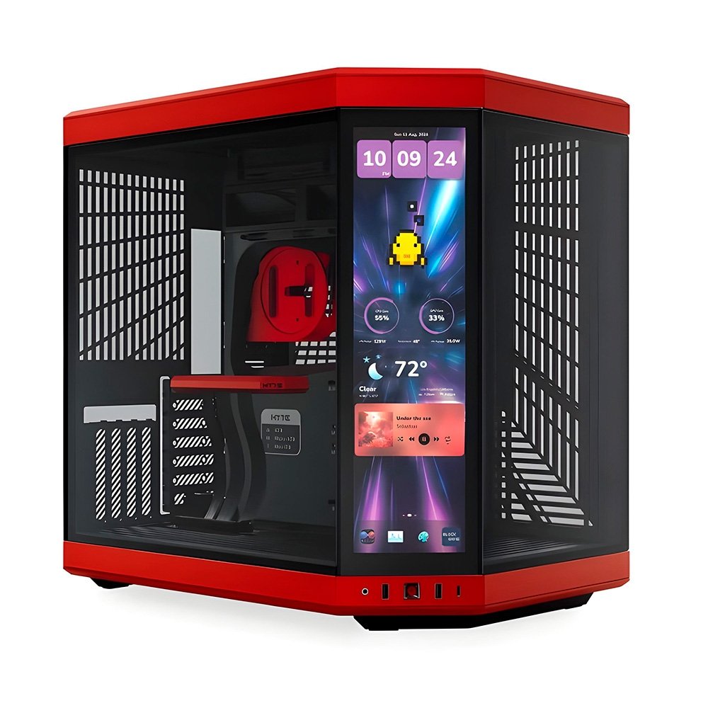 Gabinete HYTE Y70 Touch Infinite, Mid Tower, Tela LCD 14.9", Black Cherry - CS-HYTE-Y70TTI-RB