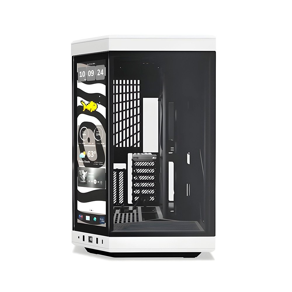 Imagem 2 de 6 do produto Gabinete Gamer HYTE Y70 Touch Infinite, Mid Tower, EATX, Tela LCD 14.9", Panda Branco e Preto - CS-HYTE-Y70TTI-WB
