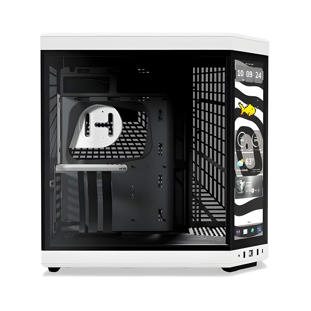 Imagem 3 de 6 do produto Gabinete Gamer HYTE Y70 Touch Infinite, Mid Tower, EATX, Tela LCD 14.9", Panda Branco e Preto - CS-HYTE-Y70TTI-WB