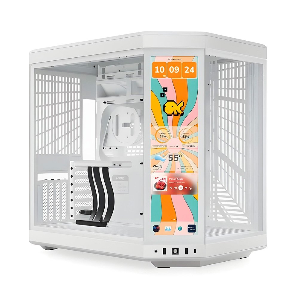 Gabinete HYTE Y70 Touch Infinite, Mid Tower, Tela LCD 14.9", Snow White - CS-HYTE-Y70TTI-WW