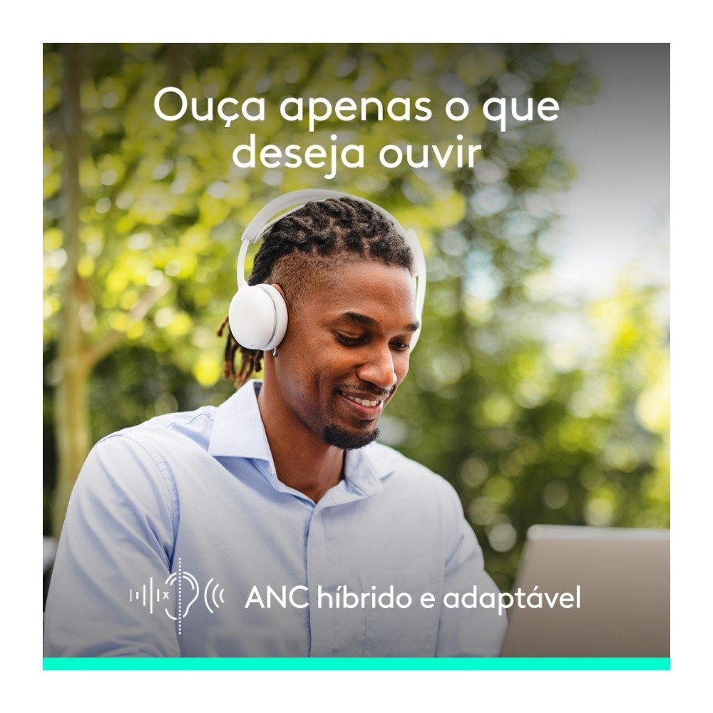 Imagem 2 de 11 do produto Headset Sem Fio Logitech Zone Wireless 2 ES com Microfone Flip-to-mute, Cancelamento de ruído, Conexão Bluetooth, Branco - 981-001596