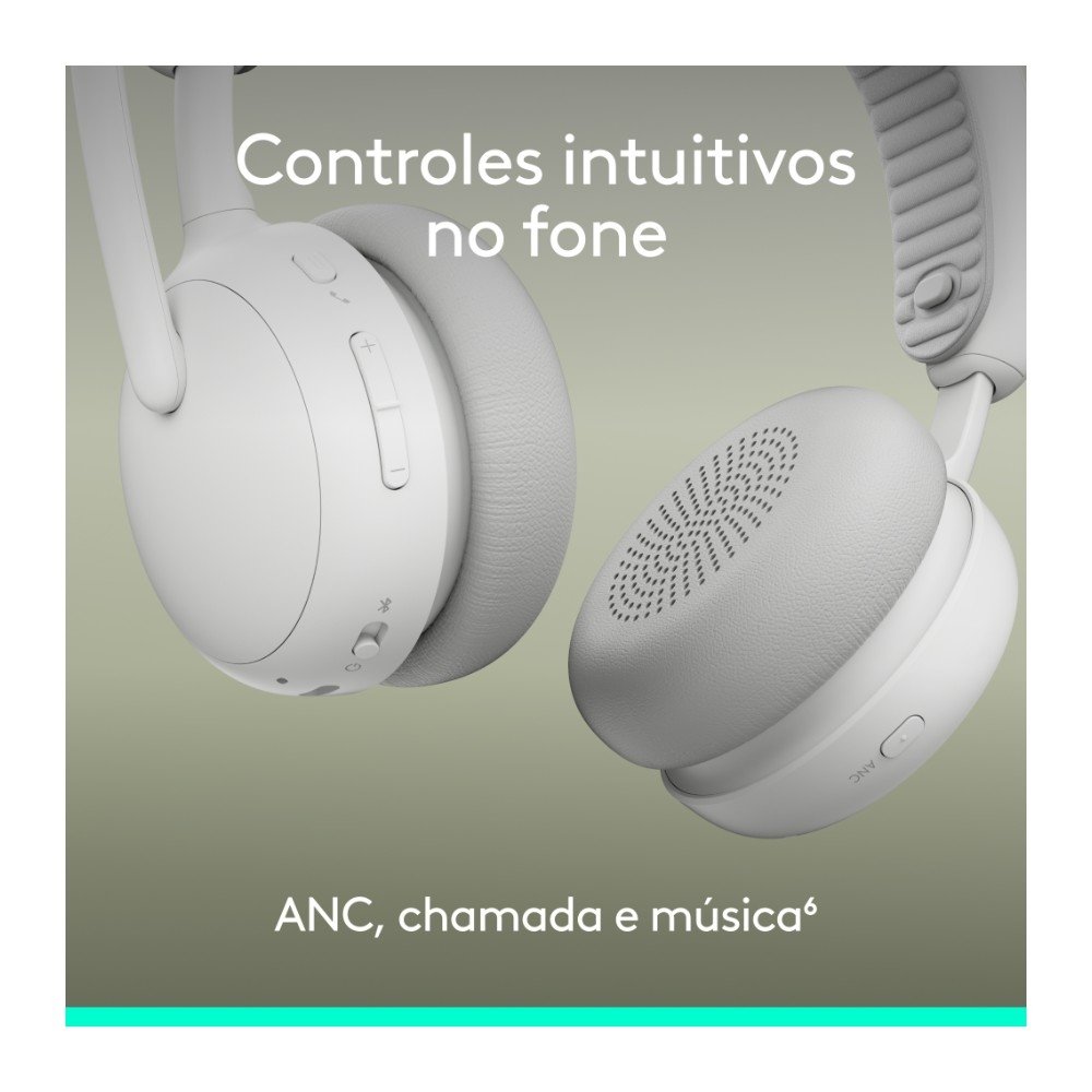 Imagem 8 de 11 do produto Headset Sem Fio Logitech Zone Wireless 2 ES com Microfone Flip-to-mute, Cancelamento de ruído, Conexão Bluetooth, Branco - 981-001596