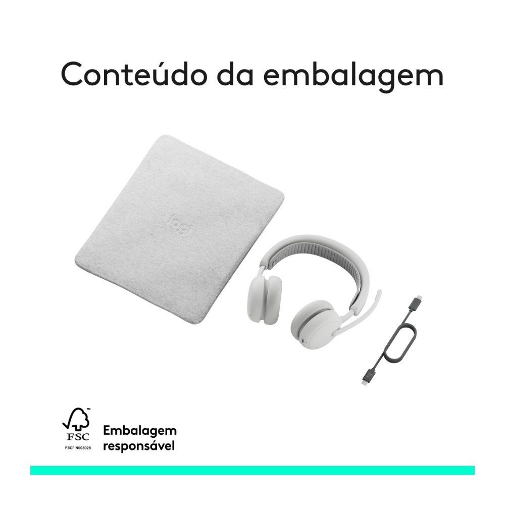 Imagem 11 de 11 do produto Headset Sem Fio Logitech Zone Wireless 2 ES com Microfone Flip-to-mute, Cancelamento de ruído, Conexão Bluetooth, Branco - 981-001596