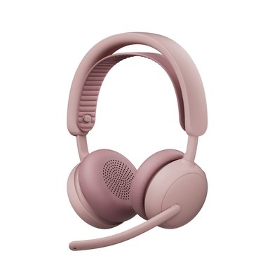 Headset Sem Fio Logitech Zone Wireless 2 ES com Microfone Flip-to-mute, Cancelamento de ruído, Conexão Bluetooth, Rosa - 981-001597