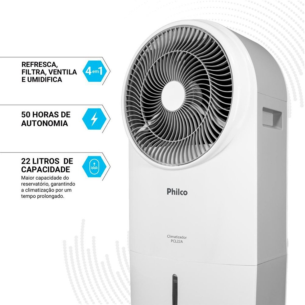 Climatizador de Ar Philco PCL22A, 22L, 4 em 1, 100W, Branco, 127V - 56251026 - view 18