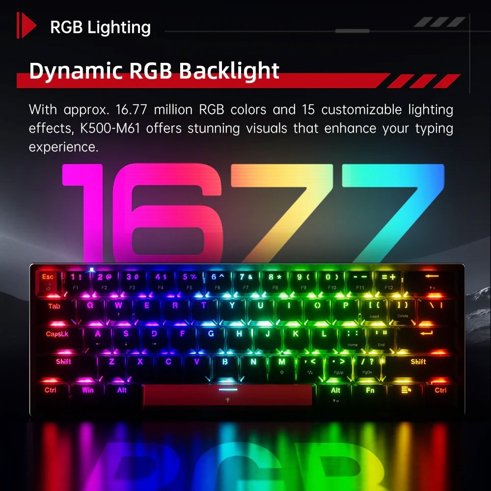 Teclado Gamer Magnético Machenike K500 M61, RGB, Polling Rate 8000Hz, ( Balão.info), Preto - JJ02GC00K - foto 4