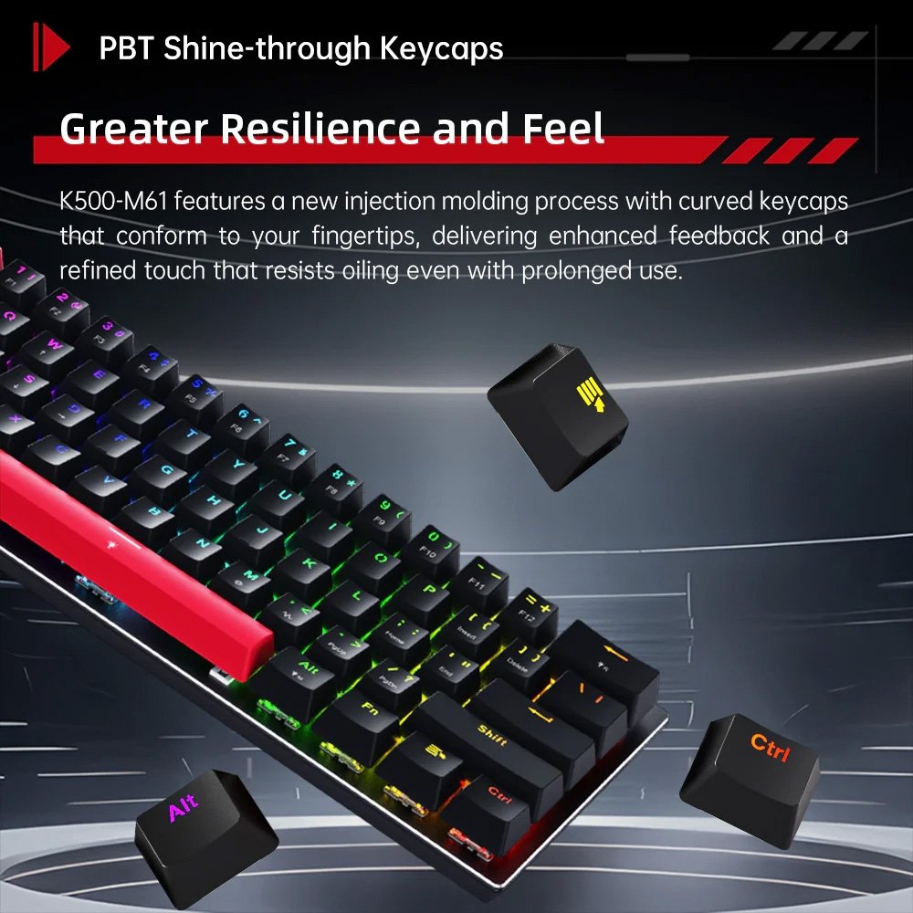 Teclado Gamer Magnético Machenike K500 M61, RGB, Polling Rate 8000Hz, ( Balão.info), Preto - JJ02GC00K - foto 3