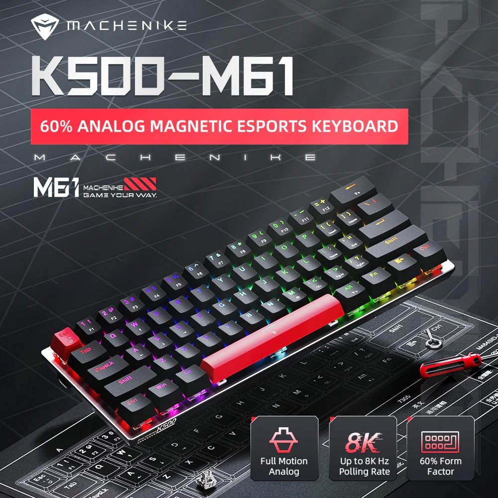 Teclado Gamer Magnético Machenike K500 M61, RGB, Polling Rate 8000Hz, ( Balão.info), Preto - JJ02GC00K - foto 2