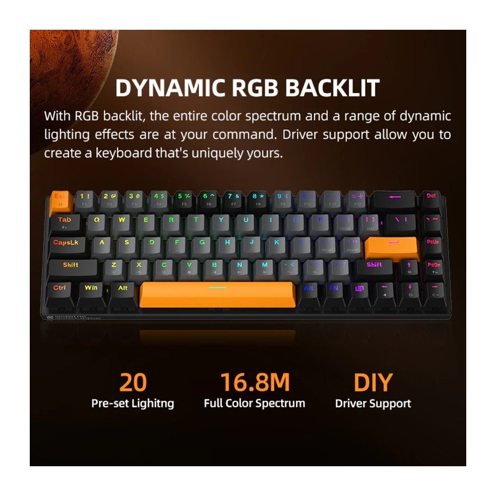 Teclado Gamer Mecânico Machenike K500-B68, RGB, Hot-Swap, Switch Red, ABNT2, Cinza - JJ02GD00K - view 3