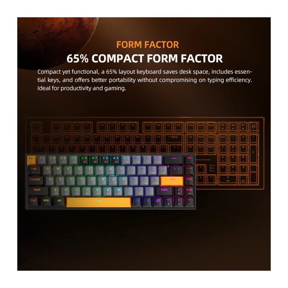 Teclado Gamer Mecânico Machenike K500-B68, RGB, Hot-Swap, Switch Red, ABNT2, Cinza - JJ02GD00K - view 5