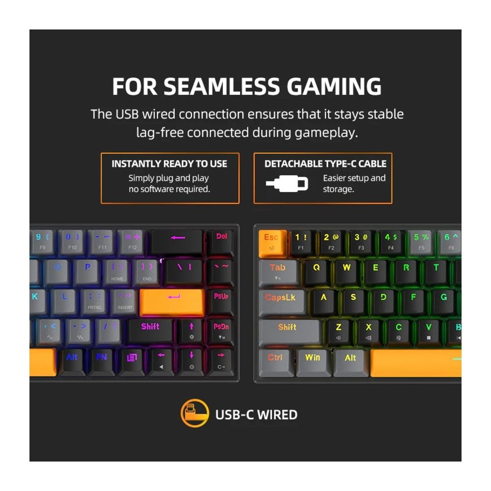 Teclado Gamer Mecânico Machenike K500-B68, RGB, Hot-Swap, Switch Red, ABNT2, Preto - JJ02GB00K - view 3