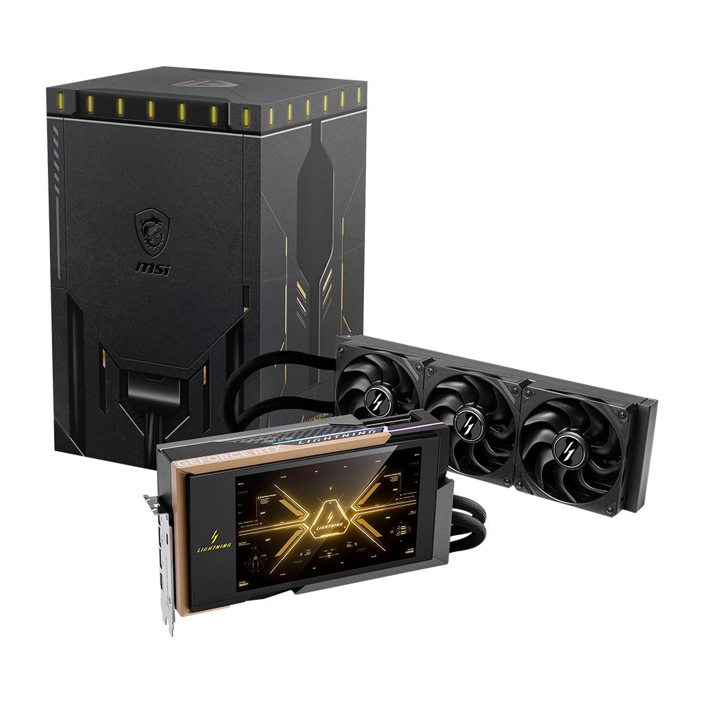Placa de Vídeo MSI RTX 5090 Lightning Z NVIDIA GeForce, 32GB GDDR7, 512-bit - G5090-32LZ Placa de Vídeo MSI RTX 5090 Lightning Z NVIDIA GeForce, 32GB GDDR7, 512-bit - G5090-32LZ