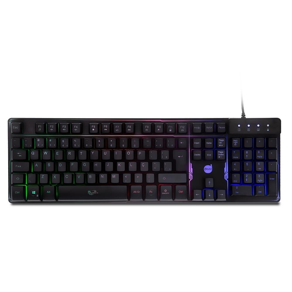 Imagem 2 de 8 do produto Teclado Gamer Dazz Rapid Fire Revolution, Rainbow, ABNT2 - 625203