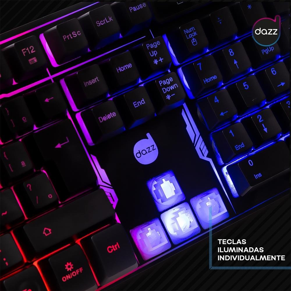 Imagem 7 de 8 do produto Teclado Gamer Dazz Rapid Fire Revolution, Rainbow, ABNT2 - 625203