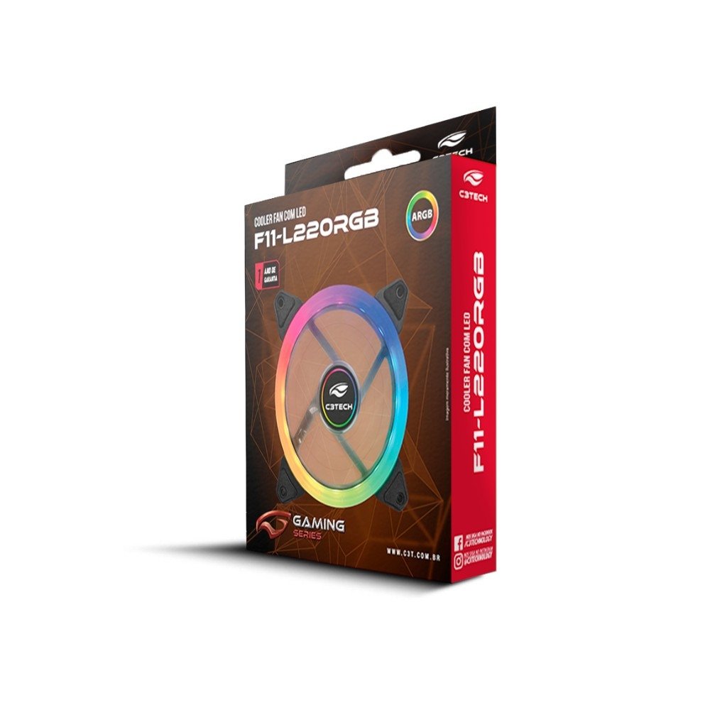 Ventoinha C3Tech Gaming F11-L220RGB, 120mm, RGB, Preto - F11-L220RGB - view 3