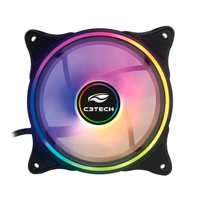 Ventoinha C3Tech Gaming F7-L250RGB, 120mm, RGB, Preto - F7-L250RGB