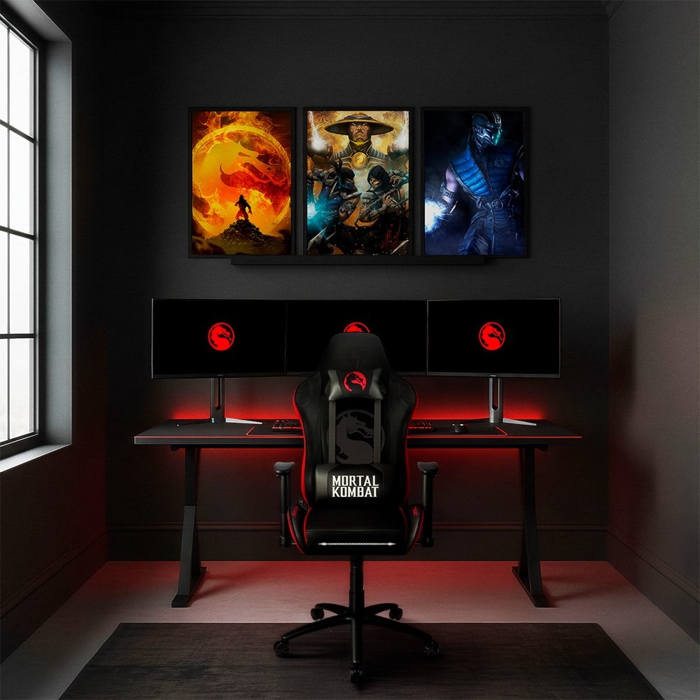 Cadeira Gamer ( Balão.info) Warner, Edição Mortal Kombat V2, Preto e Vermelho - ( Balão.info - foto 8