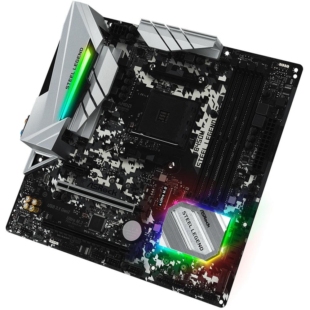 Placa-Mãe ASRock B450M Steel Legend, AMD AM4, mATX, DDR4, Preto - B450M Steel Legend - view 4