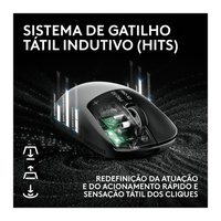 Mouse Gamer Sem Fio Logitech G PRO X2 SUPERSTRIKE LIGHTSPEED, 61g, Cliques Táteis Personalizáveis, USB-C, Preto e Branco - 910-007775