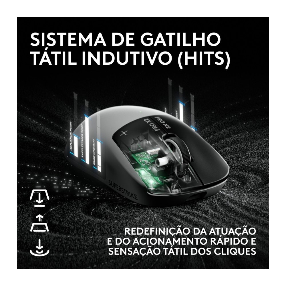 Mouse Gamer Sem Fio ( Balão.info) PRO X2 SUPERSTRIKE ( Balão.info), 61g, Cliques Táteis Personalizáveis, USB-C, Preto e Branco - 910-( Balão.info - foto 2
