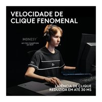 Mouse Gamer Sem Fio Logitech G PRO X2 SUPERSTRIKE LIGHTSPEED, 61g, Cliques Táteis Personalizáveis, USB-C, Preto e Branco - 910-007775
