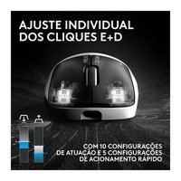 Mouse Gamer Sem Fio Logitech G PRO X2 SUPERSTRIKE LIGHTSPEED, 61g, Cliques Táteis Personalizáveis, USB-C, Preto e Branco - 910-007775