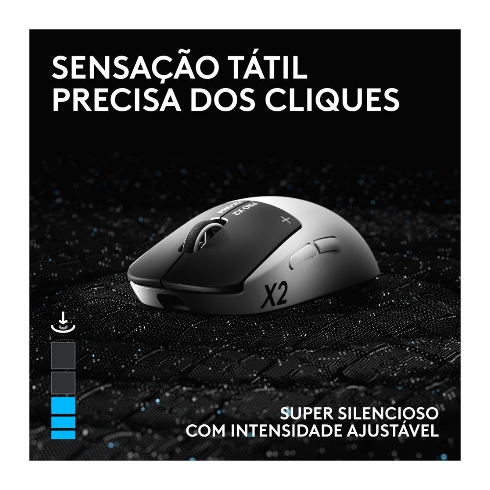 Mouse Gamer Sem Fio ( Balão.info) PRO X2 SUPERSTRIKE ( Balão.info), 61g, Cliques Táteis Personalizáveis, USB-C, Preto e Branco - 910-( Balão.info - foto 7