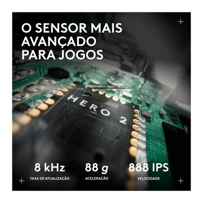 Mouse Gamer Sem Fio Logitech G PRO X2 SUPERSTRIKE LIGHTSPEED, 61g, Cliques Táteis Personalizáveis, USB-C, Preto e Branco - 910-007775