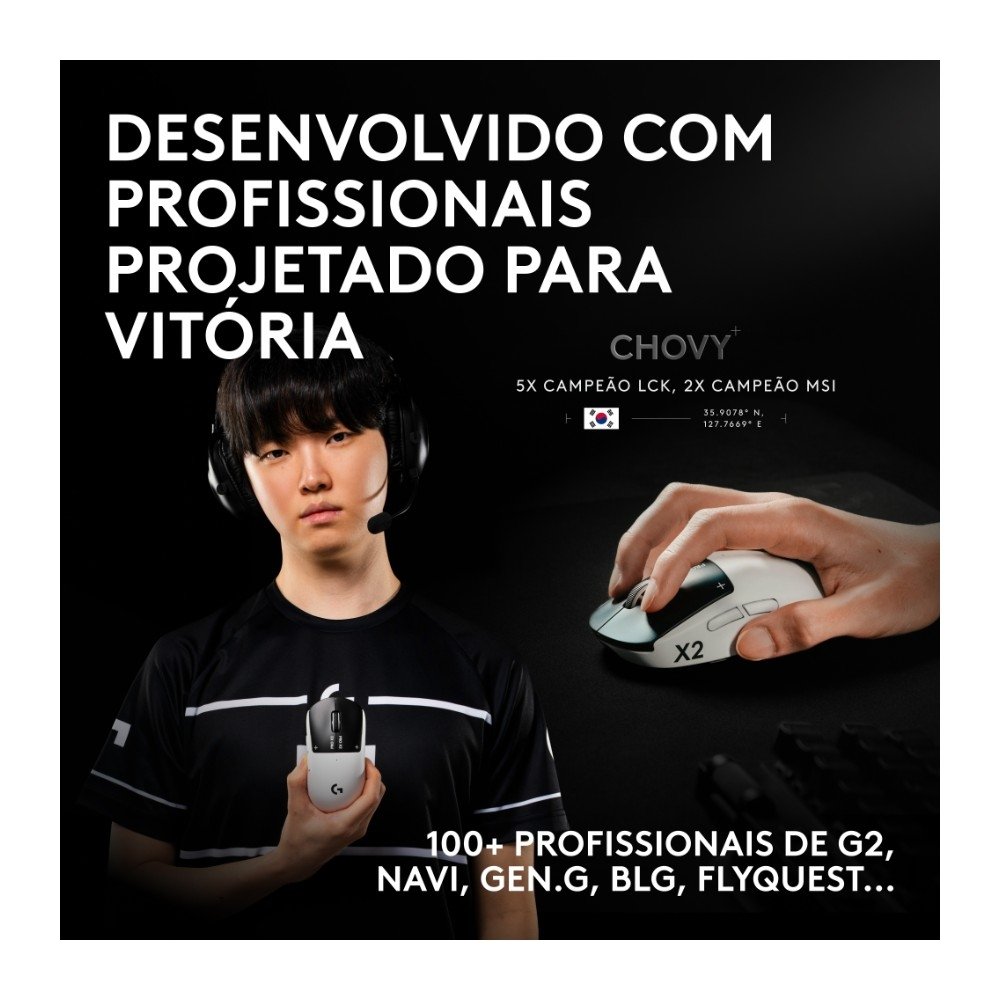 Mouse Gamer Sem Fio ( Balão.info) PRO X2 SUPERSTRIKE ( Balão.info), 61g, Cliques Táteis Personalizáveis, USB-C, Preto e Branco - 910-( Balão.info - foto 9