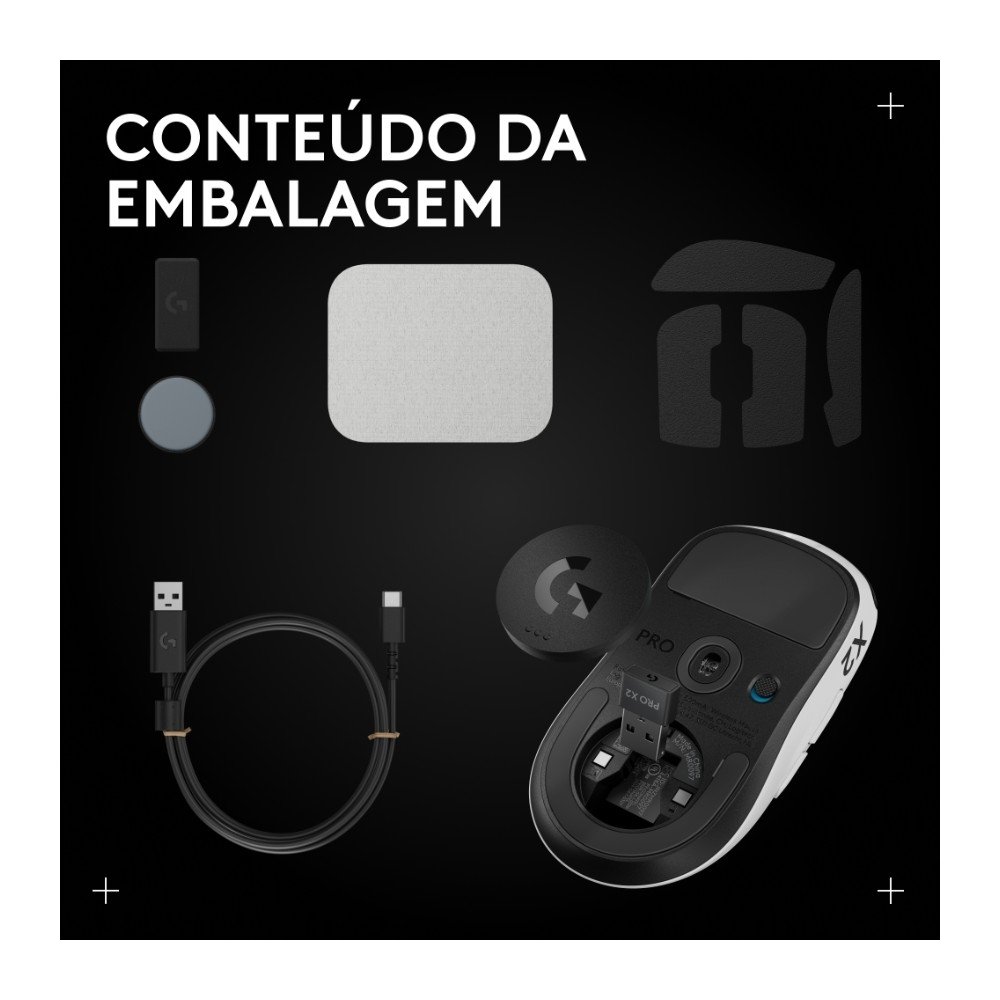 Mouse Gamer Sem Fio ( Balão.info) PRO X2 SUPERSTRIKE ( Balão.info), 61g, Cliques Táteis Personalizáveis, USB-C, Preto e Branco - 910-( Balão.info - foto 12
