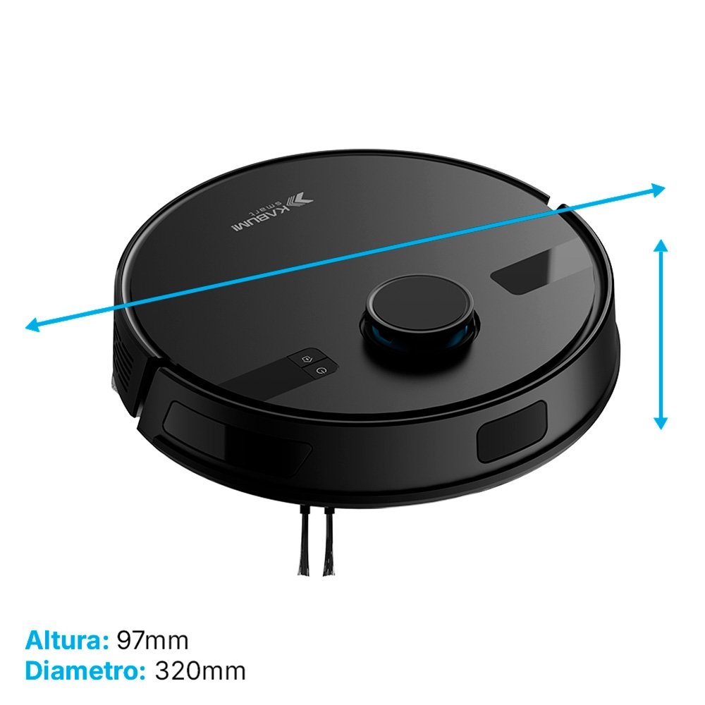 Robô Aspirador e Passa Pano KABUM! smart K800, Mapeia a Laser, 5 Modos de Limpeza, 5000Pa, APP, Recarga Automática, Preto - KSAR800PT