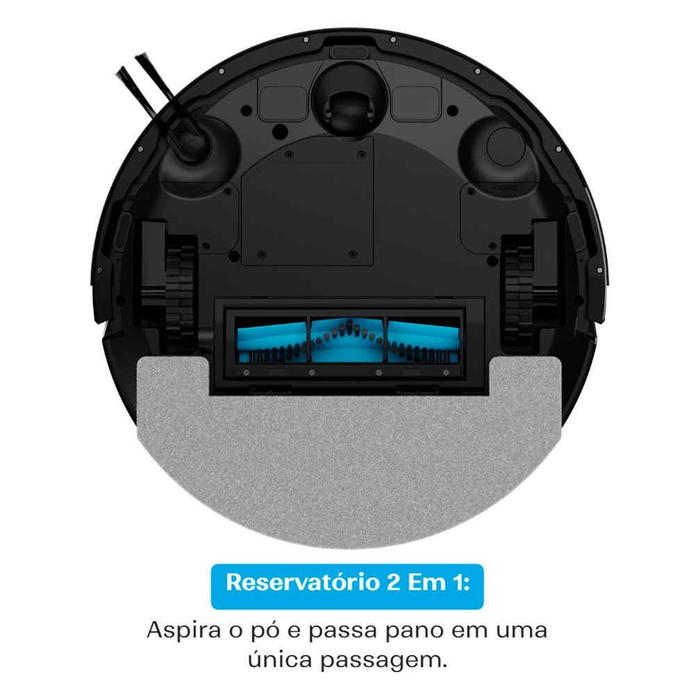 Robô Aspirador e Passa Pano KABUM! smart K800, Mapeia a Laser, 5 Modos de Limpeza, 5000Pa, APP, Recarga Automática, Preto - KSAR800PT