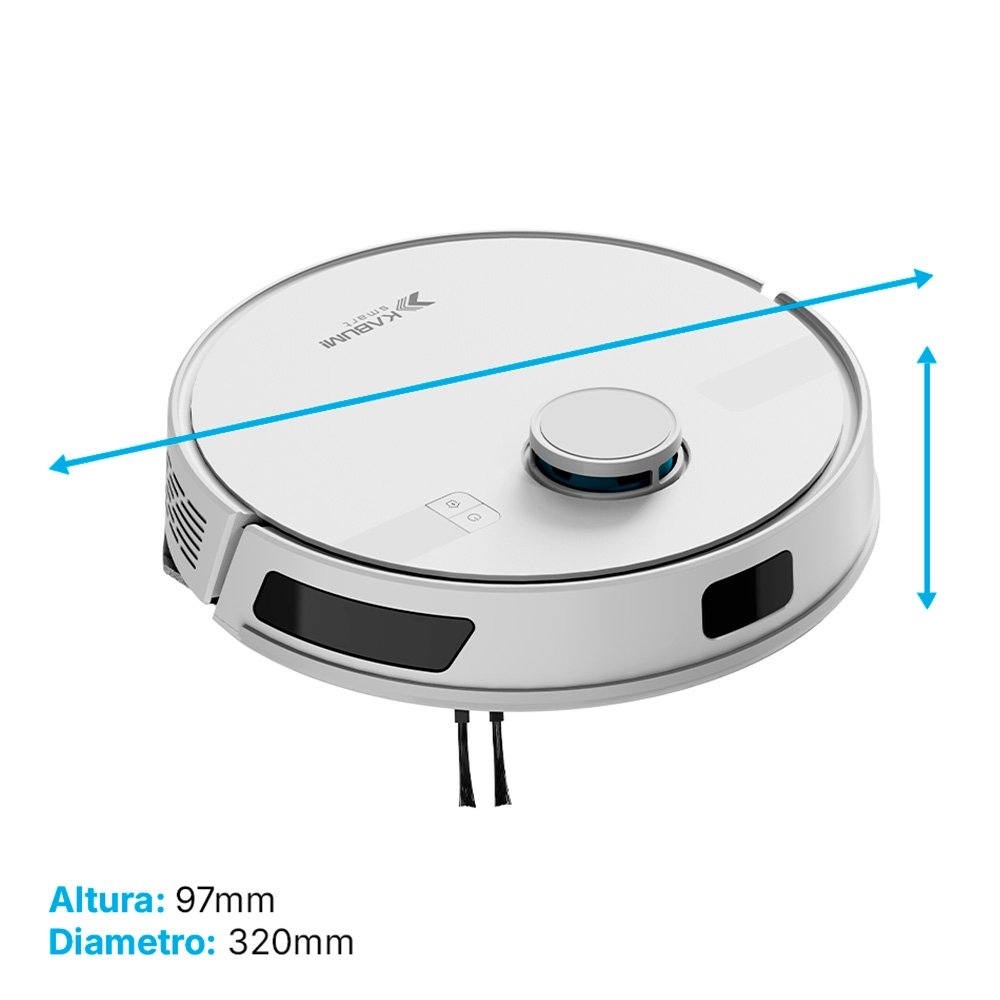 Imagem 2 de 8 do produto Robô Aspirador e Passa Pano KABUM! smart K800, Mapeia a Laser, 5 Modos de Limpeza, 5000Pa, APP, Recarga Automática, Branco - KSAR800BR