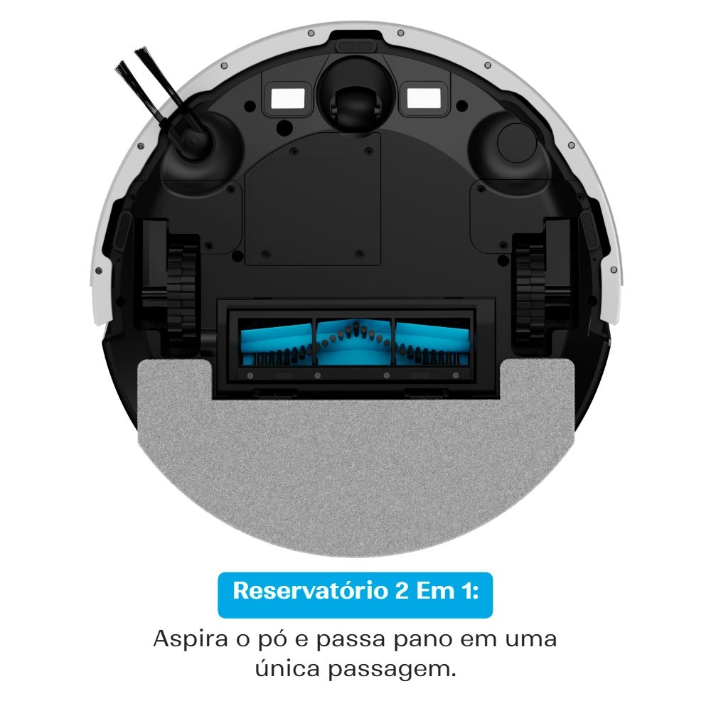 Imagem 5 de 8 do produto Robô Aspirador e Passa Pano KABUM! smart K800, Mapeia a Laser, 5 Modos de Limpeza, 5000Pa, APP, Recarga Automática, Branco - KSAR800BR
