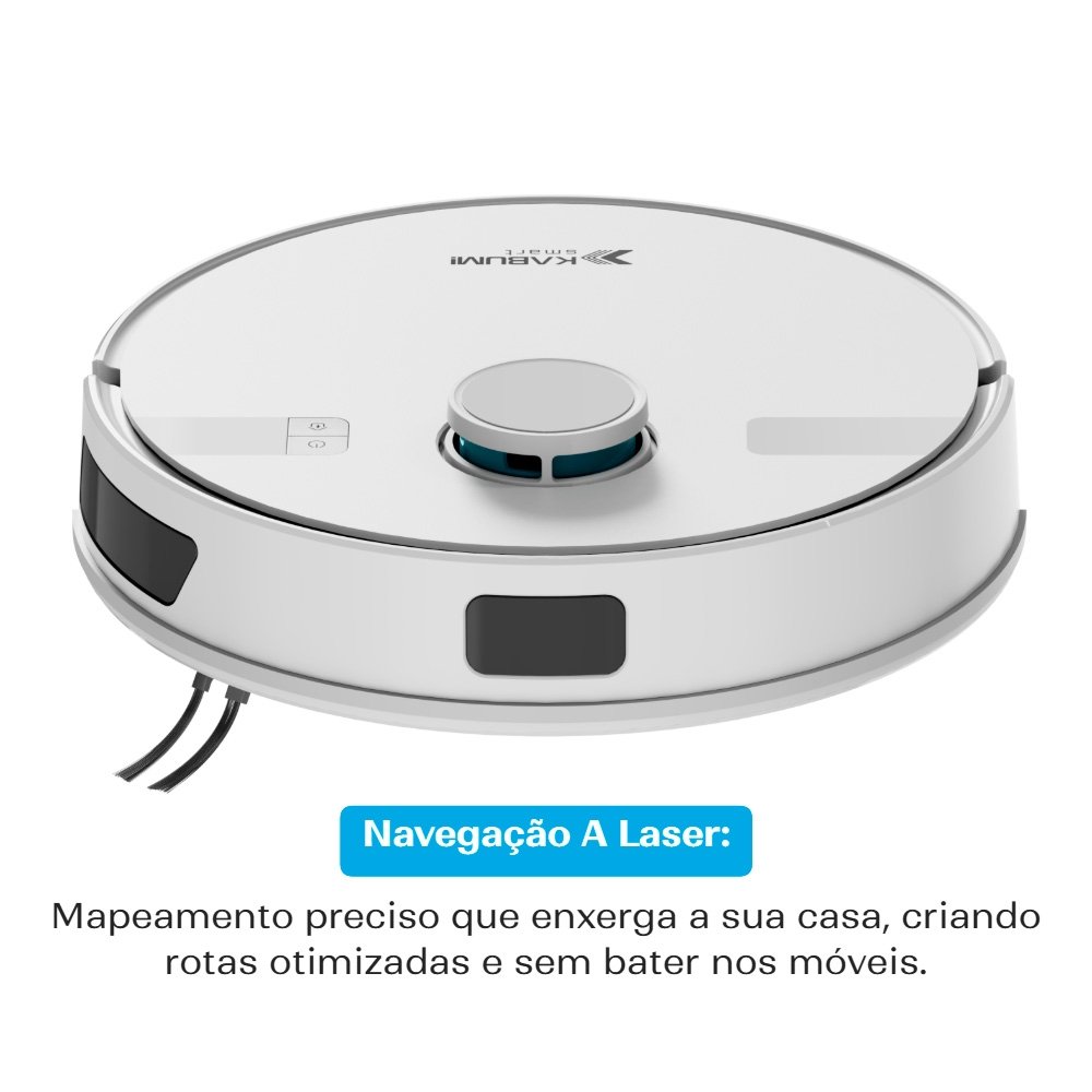 Imagem 6 de 8 do produto Robô Aspirador e Passa Pano KABUM! smart K800, Mapeia a Laser, 5 Modos de Limpeza, 5000Pa, APP, Recarga Automática, Branco - KSAR800BR