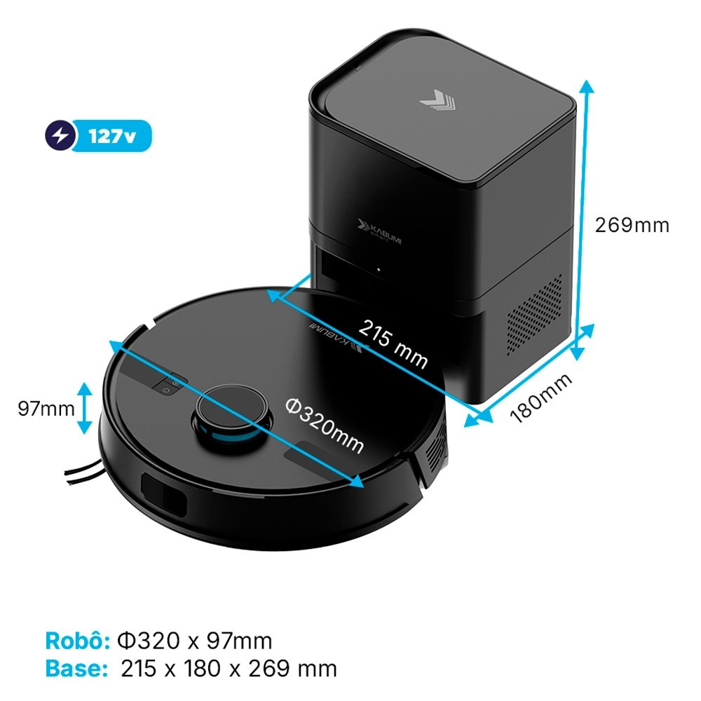 Robô Aspirador KABUM! smart K800 Pro Mapeamento Laser Autolimpante 13000Pa 127v, Preto - KSAR81010PT Robô Aspirador KABUM! smart K800 Pro Mapeamento Laser Autolimpante 13000Pa 127v, Preto - KSAR81010PT