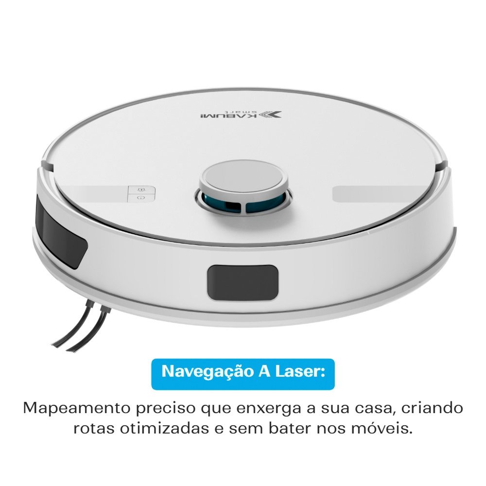 Robô Aspirador e Passa Pano KABUM! smart K800 Pro, Mapeia a Laser, Autolimpante, Recarga automática, 13000Pa, APP, 127v, Branco - KSAR81010BR Robô Aspirador e Passa Pano KABUM! smart K800 Pro, Mapeia a Laser, Autolimpante, Recarga automática, 13000Pa, APP, 127v, Branco - KSAR81010BR