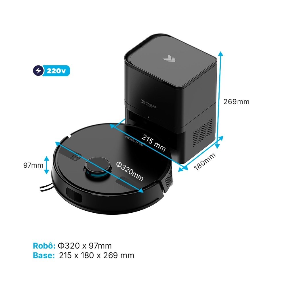 Robô Aspirador Balão.info Smart K800 Pro Mapeamento Laser Autolimpante 13000Pa 220v, Preto - KSAR81020PT - view 2