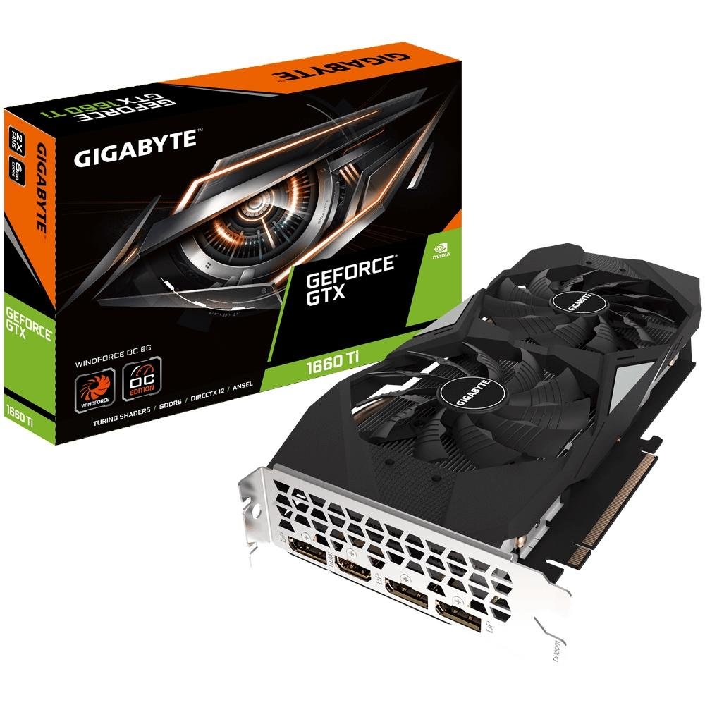 Imagem 1 de 6 do produto Placa de Vídeo Gigabyte NVIDIA GeForce GTX 1660 Ti WindForce OC 6G, GDDR6 - GV-N166TWF2OC-6GD