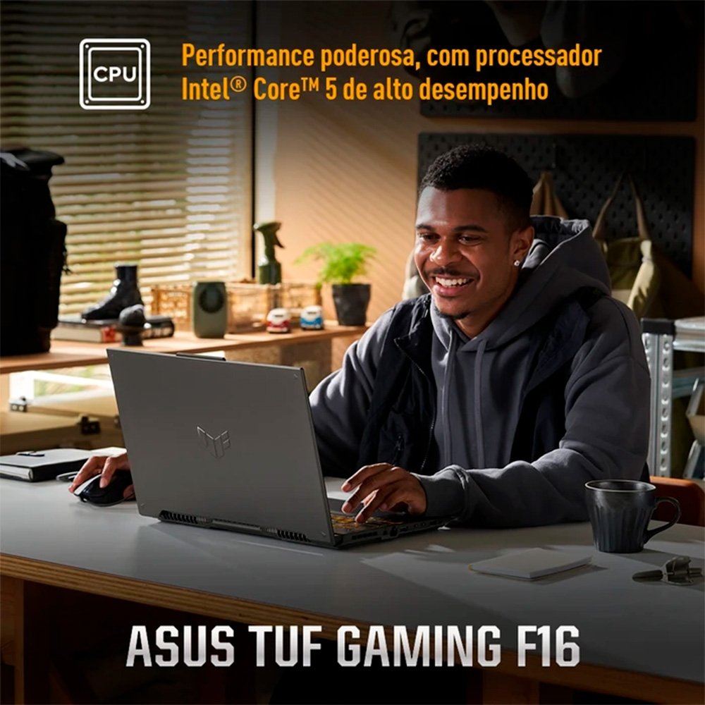 Imagem 15 de 16 do produto Notebook ASUS TUF Gaming F16 Intel Core 5 210H, RTX 4050, 8GB, 512GB  SSD, KeepOS,16.0" FHD, Mecha Gray - FX607VU-RL054
