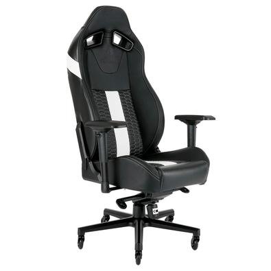 Corsair T2 Road Warrior tem um assento amplo, encosto alto e duas faixas coloridas, que oferecem o estilo, o conforto e a durabilidade de que você pre