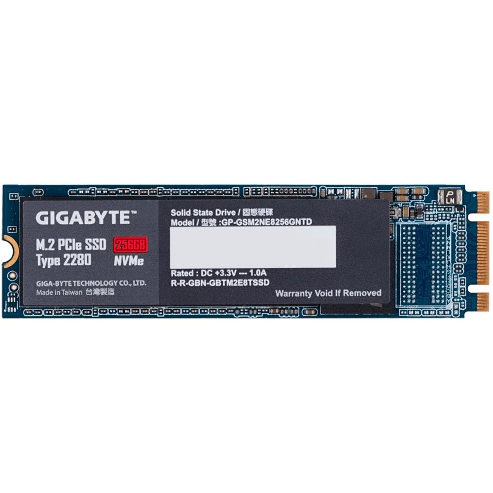 Imagem 2 de 2 do produto SSD Gigabyte 256GB, M.2 NVMe, Leitura 1200MB/s, Gravação 800MB/s - GP-GSM2NE8256GNTD