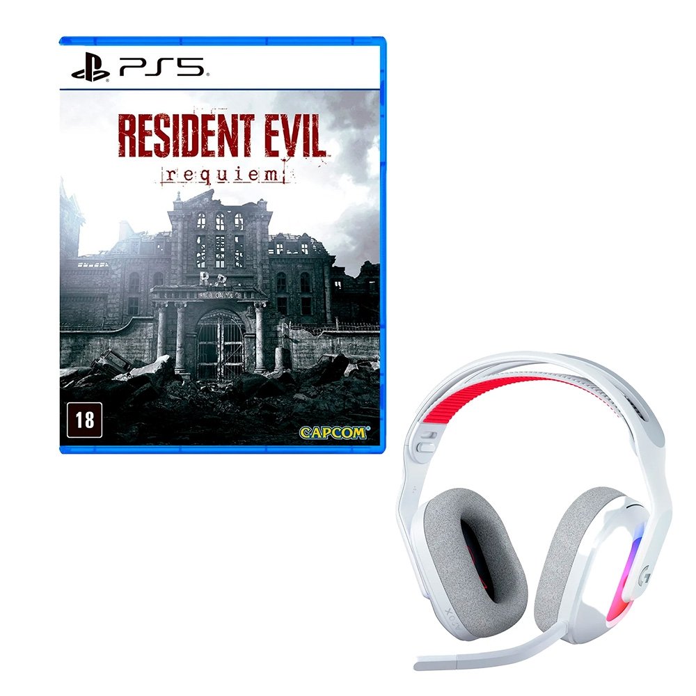 Headset Gamer Sem Fio Logitech G Astro A20 X Branco + Jogo Resident Evil Requiem, PS5