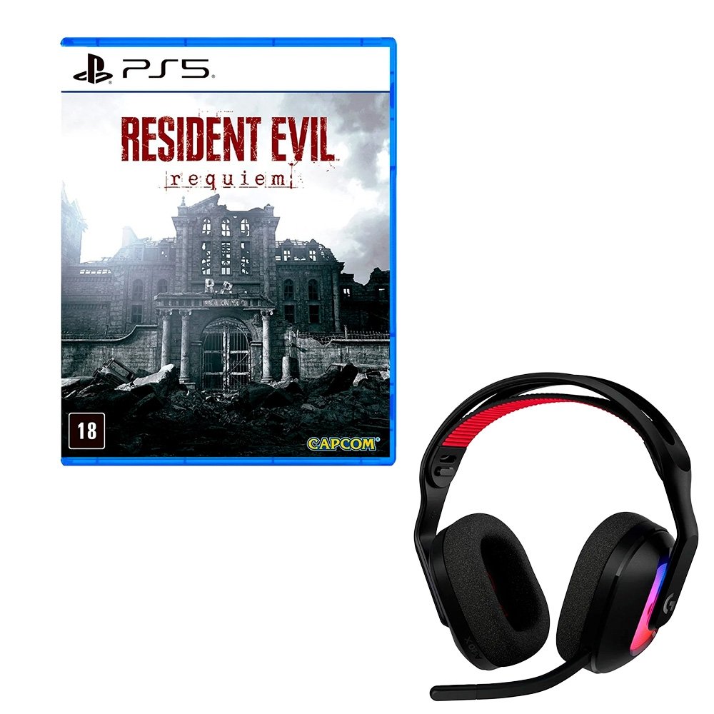 Headset Gamer Sem Fio Logitech G Astro A20 X Preto + Jogo Resident Evil Requiem, PS5