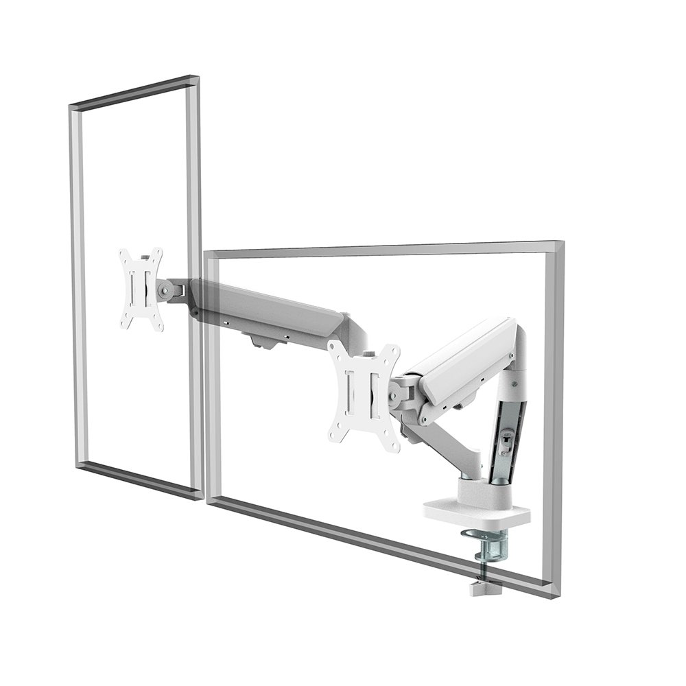 Imagem 3 de 3 do produto Suporte de Mesa Articulado para 2 Monitores de 17" a 32" Ergofirst, Ajuste com Pistão a Gás, Branco - G16-C024-W