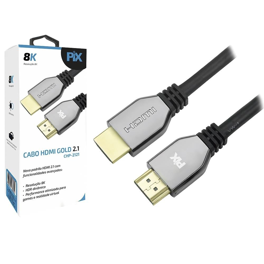 Cabo HDMI Gold 2.1 8K PIX, 1.5 Metros - 018-2121 Cabo HDMI Gold 2.1 8K PIX, 1.5 Metros - 018-2121