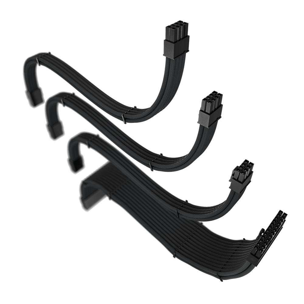 Cabo Extensor de Fonte Sleeved Rise Mode, 4 em 1, 1x 24p ATX, 1x 4+4p CPU, 2x 6+2p PCIe, Preto - RM-SL-FB