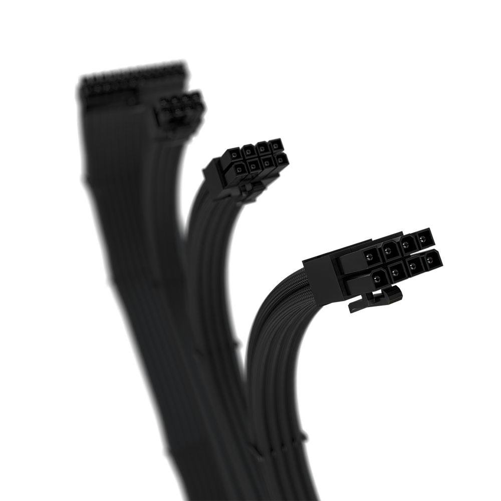 Cabo Extensor de Fonte Sleeved Rise Mode, 4 em 1, 1x 24p ATX, 1x 4+4p CPU, 2x 6+2p PCIe, Preto - RM-SL-FB