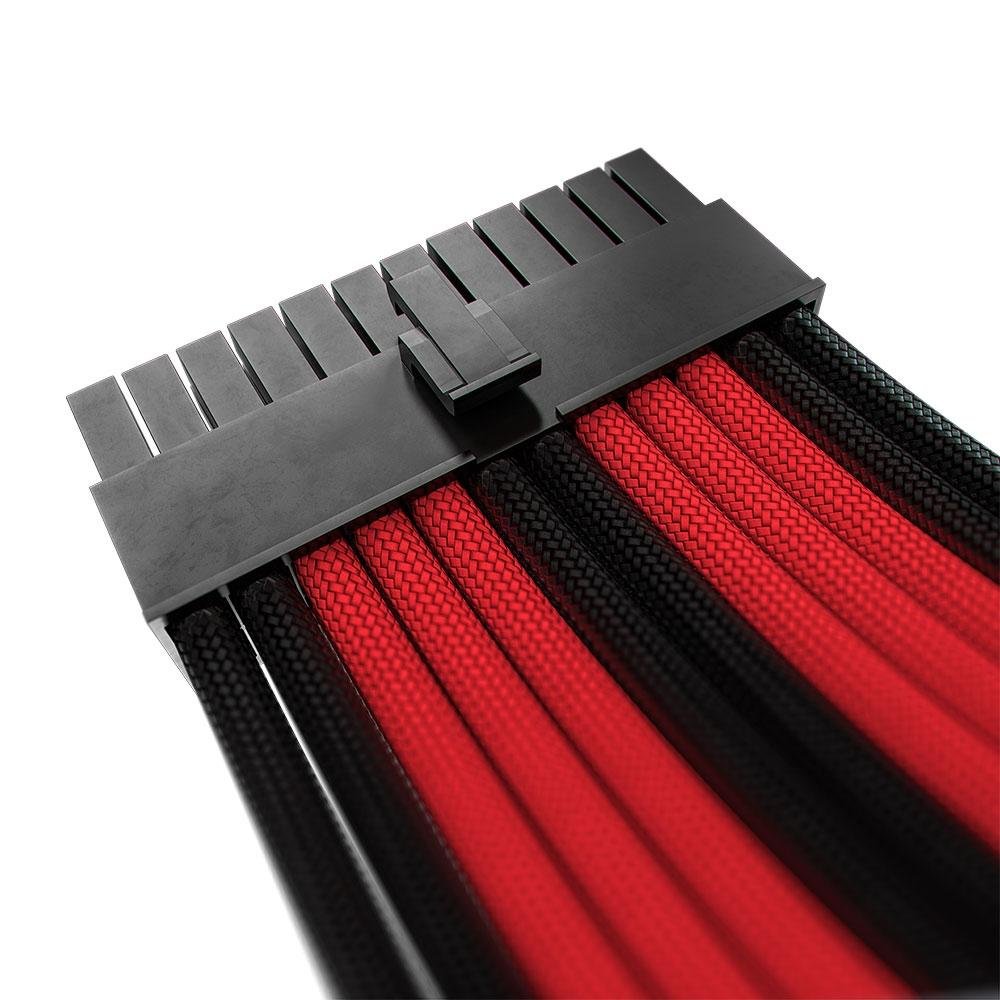 Imagem 6 de 6 do produto Cabo Extensor de Fonte Sleeved Rise Mode, 4 em 1, 1x 24p ATX, 1x 4+4p CPU, 2x 6+2p PCIe, Preto e Vermelho - RM-SL-BR